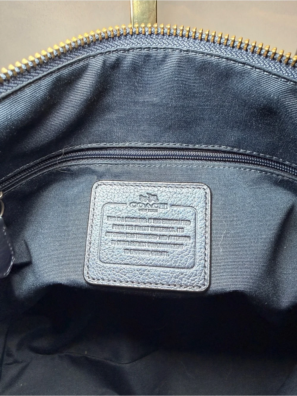 Coach Mickie Metallic Blue Pebbled Leather Tote with Removable Strap